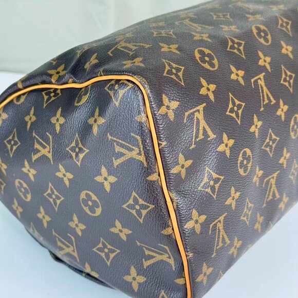 Louis Vuitton Monogram Canvas Speedy 30 Top Handle Bag with Brown Pattern - Picture 7 of 9